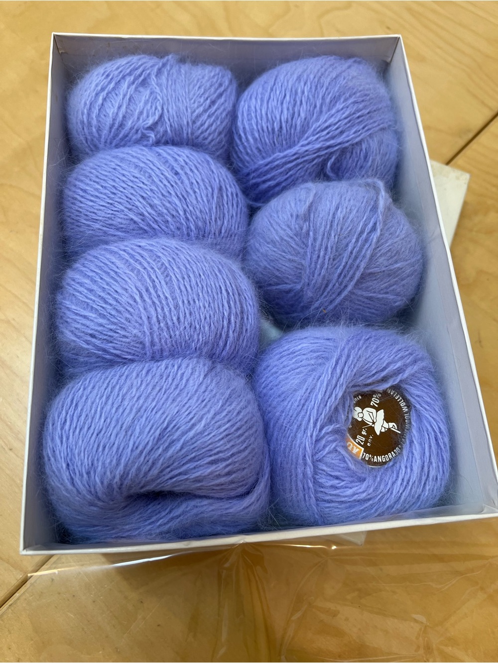 Lavender 70% angora Yarn 7 Lilac Skeins for 20 grams each.